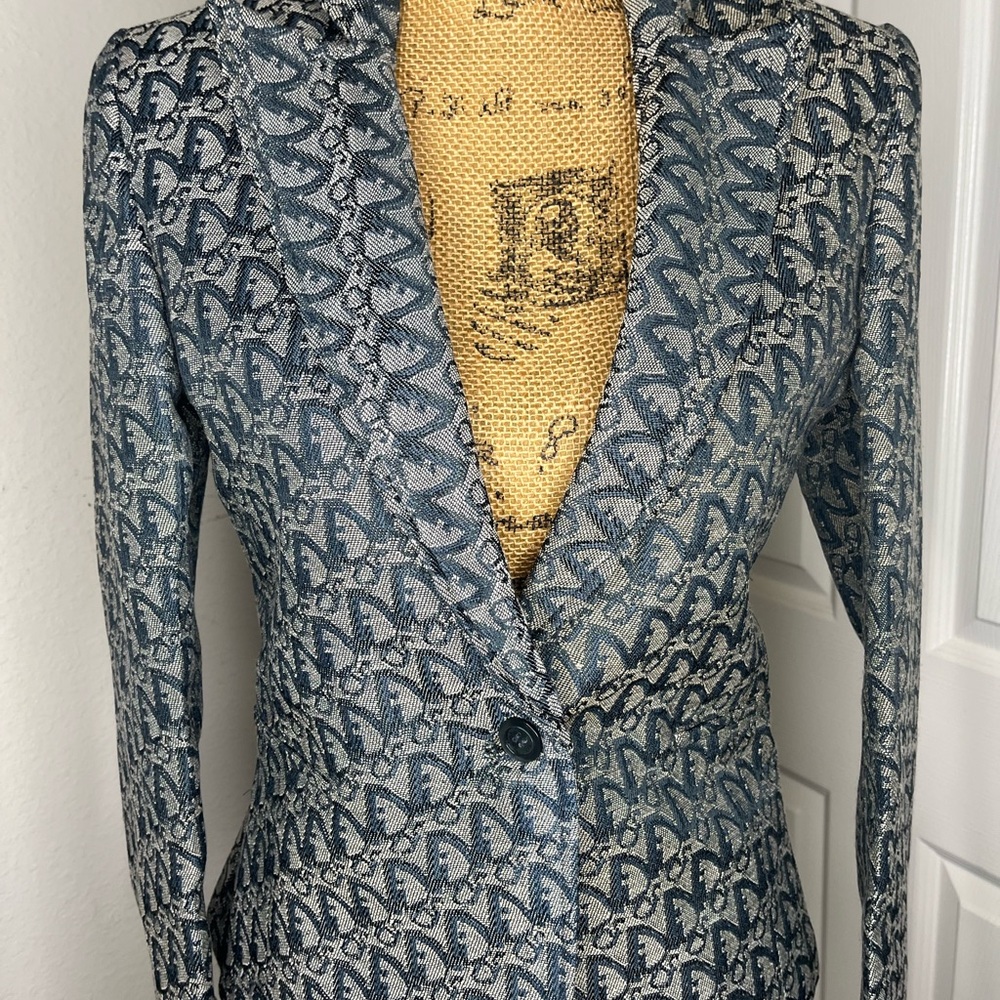 Source Unknown Blue Patterned Blazer - image 1